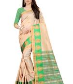 Green woven cotton silk saree with blouse