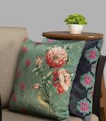 HOUZZCODE Green Set Of 2 Floral Square Cushion Covers