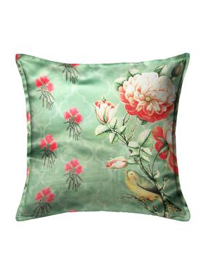 HOUZZCODE Green Set Of 2 Floral Square Cushion Covers 3