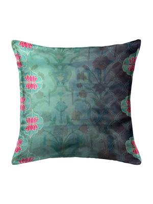 HOUZZCODE Green Set Of 2 Floral Square Cushion Covers 4