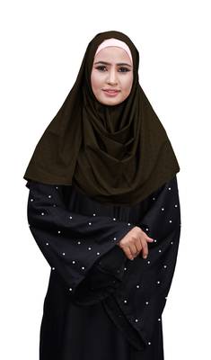 Brown Color Embossed Square Scarf Hijab For Women 1