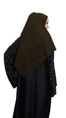 Brown Color Embossed Square Scarf Hijab For Women 2