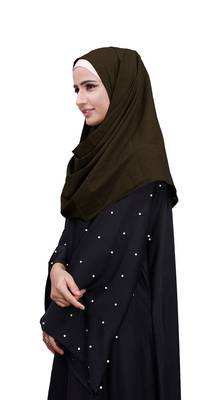 Brown Color Embossed Square Scarf Hijab For Women 3