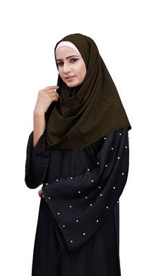 Brown Color Embossed Square Scarf Hijab For Women 4