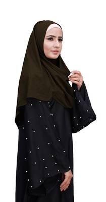 Brown Color Embossed Square Scarf Hijab For Women 5