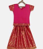 Purple South Indian Pattu Pavadai Set For Girls