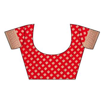 Red printed art silk saree with blouse 5