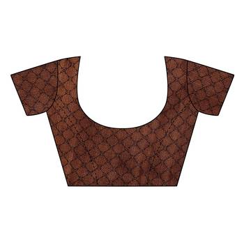 Brown printed khadi saree with blouse 5