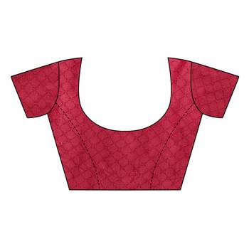 Red printed khadi saree with blouse 5