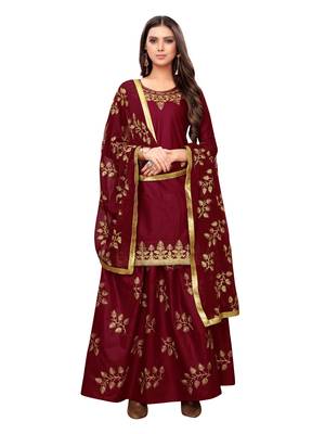 Maroon Embroidered Cotton Salwar 1