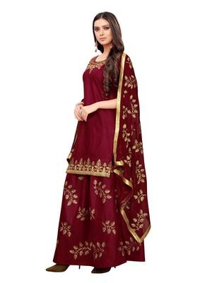 Maroon Embroidered Cotton Salwar 2