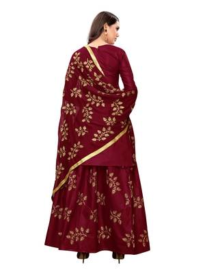 Maroon Embroidered Cotton Salwar 4