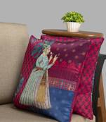 HOUZZCODE Purple & Blue Single Ethnic Motifs Square Cushion Cover