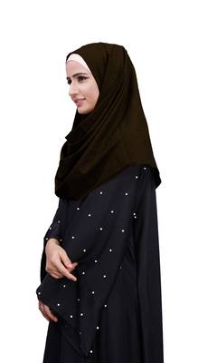 Coffee Color Embossed Square Scarf Hijab For Women 2