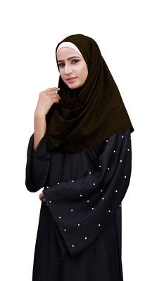 Coffee Color Embossed Square Scarf Hijab For Women 3