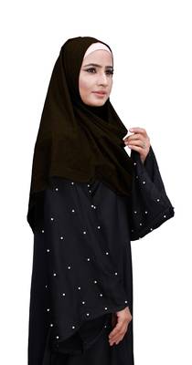 Coffee Color Embossed Square Scarf Hijab For Women 4