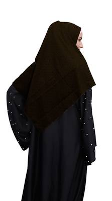Coffee Color Embossed Square Scarf Hijab For Women 5