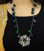 Multicoloured Silver Tone Long Necklace