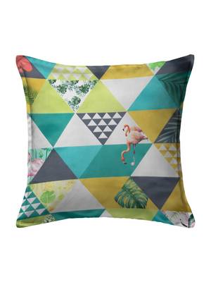 HOUZZCODE Green & Black Printed Set of 2 Geometric Square Cushion Covers 3