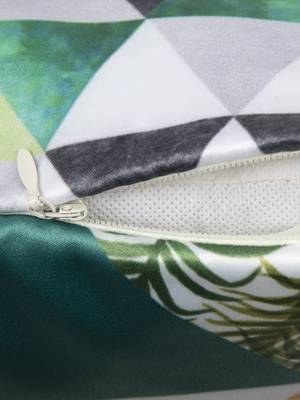 HOUZZCODE Green & Black Printed Set of 2 Geometric Square Cushion Covers 5