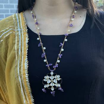Multicoloured Silver Tone Long Necklace 1