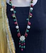 Multicoloured Silver Tone Long Necklace
