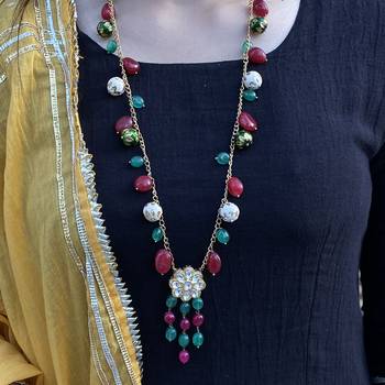 Multicoloured Silver Tone Long Necklace 2