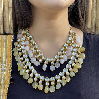 Multicoloured Silver Tone Long Necklace 1