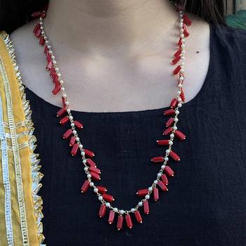 Multicoloured Silver Tone Long Necklace 1