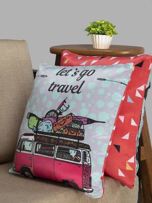 HOUZZCODE Red Set of 2 Quirky Square Cushion Covers 1