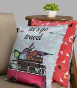 HOUZZCODE Red Set of 2 Quirky Square Cushion Covers