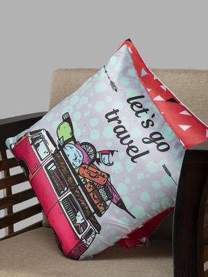 HOUZZCODE Red Set of 2 Quirky Square Cushion Covers 2
