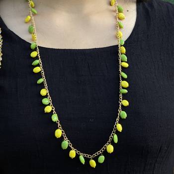 Multicoloured Silver Tone Long Necklace 1