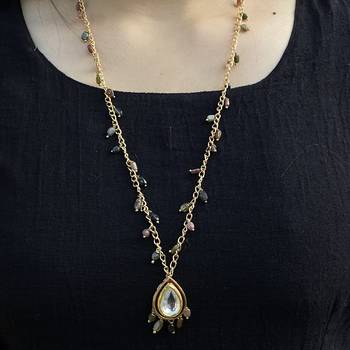 Multicoloured Silver Tone Long Necklace 2