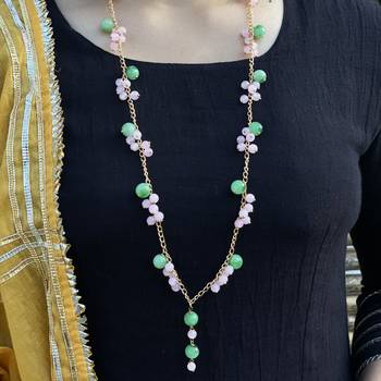 Multicoloured Silver Tone Long Necklace 1
