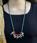 Multicoloured Silver Tone Long Necklace