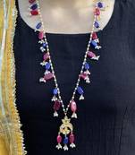 Multicoloured Silver Tone Long Necklace