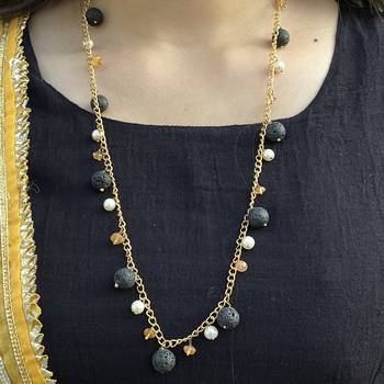 Multicoloured Silver Tone Long Necklace 1