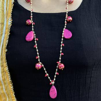 Multicoloured Silver Tone Long Necklace 1