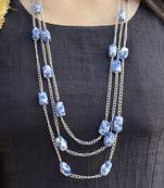 Multicoloured Silver Tone Long Necklace