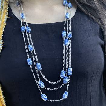 Multicoloured Silver Tone Long Necklace 2