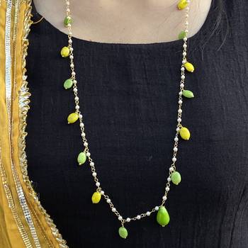 Multicoloured Silver Tone Long Necklace 1