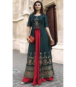 Green printed rayon ethnic-kurtis