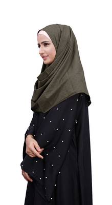 Ivory Color Embossed Chiffon Square Scarf Hijab For Women 1