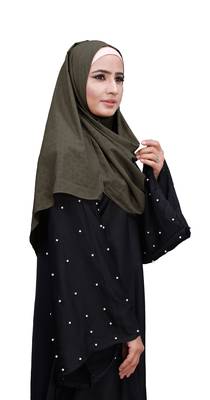 Ivory Color Embossed Chiffon Square Scarf Hijab For Women 2