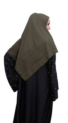 Ivory Color Embossed Chiffon Square Scarf Hijab For Women 3