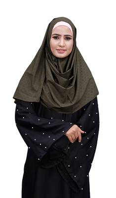 Ivory Color Embossed Chiffon Square Scarf Hijab For Women 4