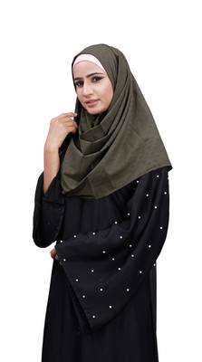 Ivory Color Embossed Chiffon Square Scarf Hijab For Women 5