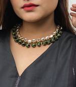 Gold Tone Kundan Inspired Meenakari Beads Necklace