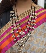 Black Gold Tone Multistrand Kundan Inspired Necklace